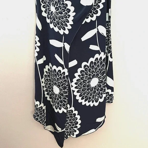Vtg. Randolph Duke Dress Silk Strapless Maxi Faux Wrap Navy Floral XS Asymmetric